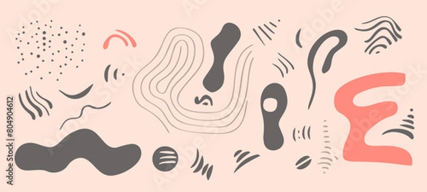 Fototapeta collection of abstract emphasis shape texture in doodle art