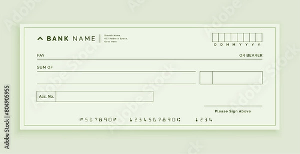 Fototapeta simple bank cheque voucher template design