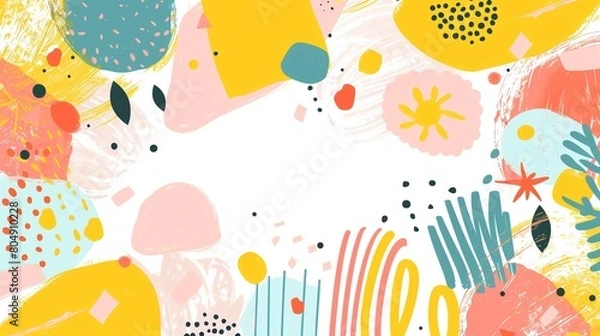 Obraz Whimsical geometric background template for kids playtime