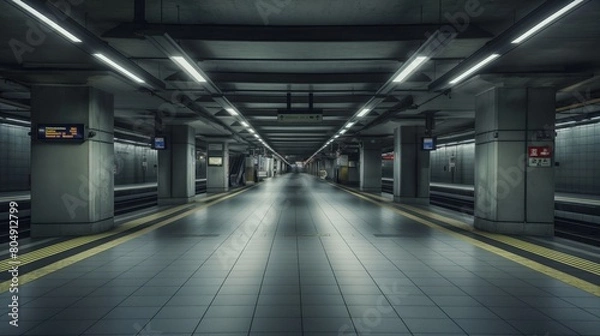 Fototapeta Photo of a clean empty subway without people