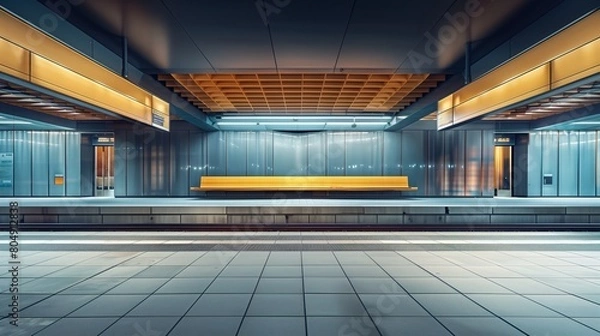 Fototapeta Photo of a clean empty subway without people