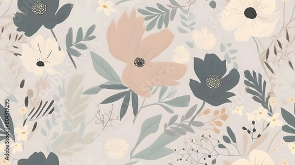 Fototapeta simple soft light floral leaf background wallpaper pattern