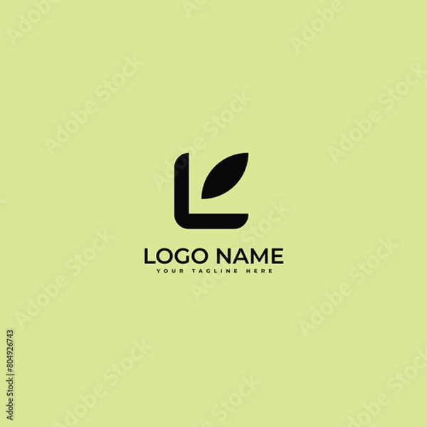 Fototapeta modern Letter L with square shape  eco leaves luxury logo icon design template