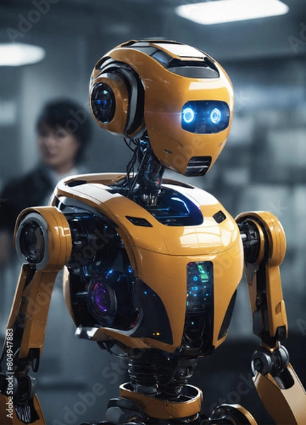 Obraz robot on motorcycle