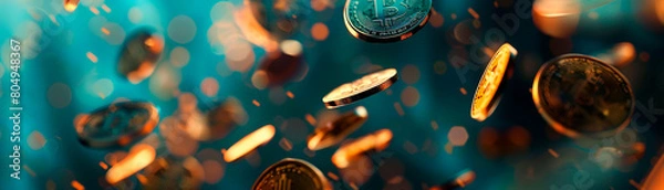 Obraz visualizing money coins in an abstract and dynamic composition