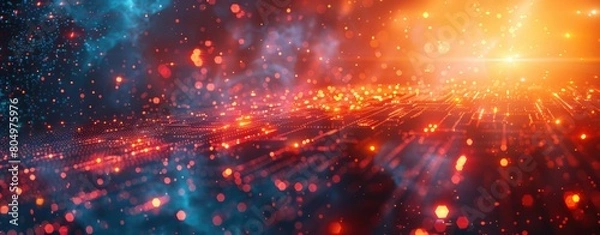 Fototapeta Digital binary code matrix background, a scientific technology data binary code network conveying connectivity, complexity and data flood of modern digital age