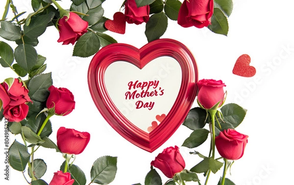 Fototapeta Celebrating Mom with a Heart Photo Frame Isolated on Transparent Background PNG.