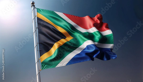 Obraz 3D rendered South Africa flag, isolated on a clean background. High-quality, realistic depiction perfect for various uses, Generated by AI.