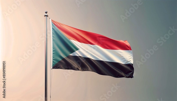 Obraz 3D rendered Sudan flag, isolated on a clean background. High-quality, realistic depiction perfect for various uses, Generated by AI.