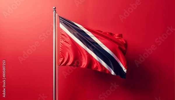 Obraz 3D rendered Trinidad and Tobago flag, isolated on a clean background. High-quality, realistic depiction perfect for various uses, Generated by AI.