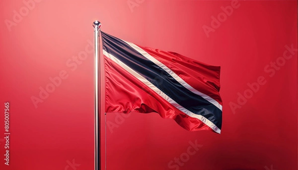 Obraz 3D rendered Trinidad and Tobago flag, isolated on a clean background. High-quality, realistic depiction perfect for various uses, Generated by AI.