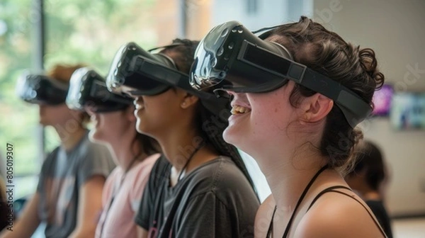 Fototapeta Candid glimpses of experiential learning: hands-on activities, real-world applications, knowledge blossoming through immersive experiences.