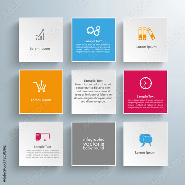 Fototapeta 9 Colored Squares Template