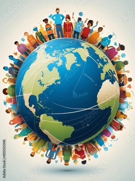 Fototapeta World Population Day people around the world generate ai