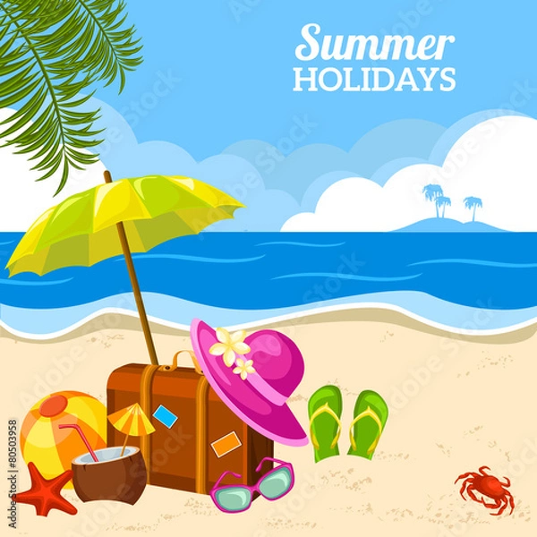 Fototapeta Summer seaside view on the beach poster