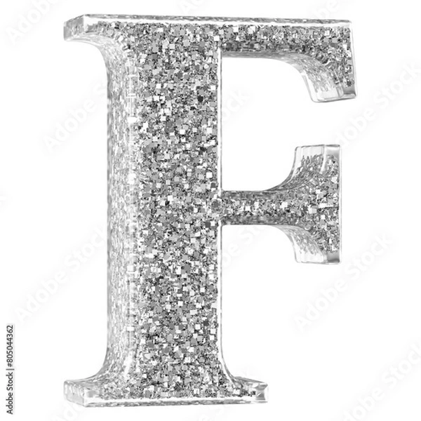 Fototapeta 3d Font Silver Uppercase . Letter F