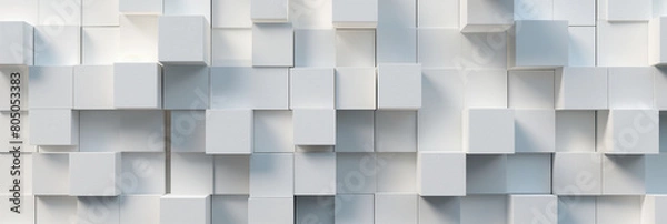 Fototapeta 3D geometric white cubes structure. Abstract modern architecture or technology concept. Minimalistic design background. Digital art wallpaper. Modern corporate construction.