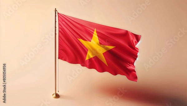 Obraz 3D rendered Vietnam flag, isolated on a clean background. High-quality, realistic depiction perfect for various uses, Generated by AI.
