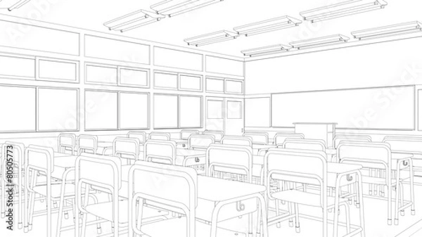 Obraz 教室の線画