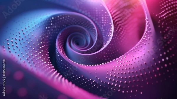 Obraz Galactic Twilight: 3D spirals harmonize with soft dots against a dark background, creating a futuristic tranquility.