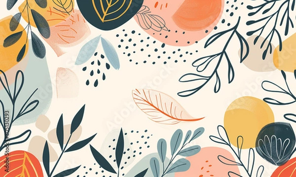 Fototapeta Tropical floral background template in boho style