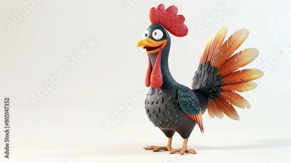 Fototapeta funny rooster on white background
