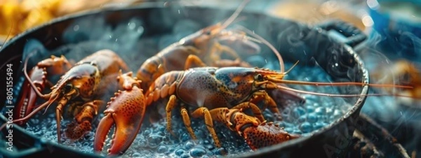 Obraz crayfish are cooked in a pot