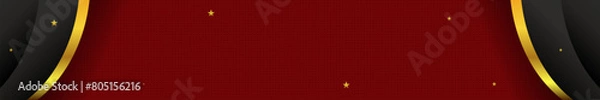 Obraz YouTube Channel Red Horizontal Cover Design red, black, and golden color combination. vector illustration luxurious BG 