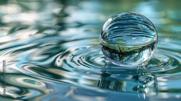 Fototapeta An information sphere with data and information drawn as a globe, adorned with ripples and fluctuations, Ai Generated.