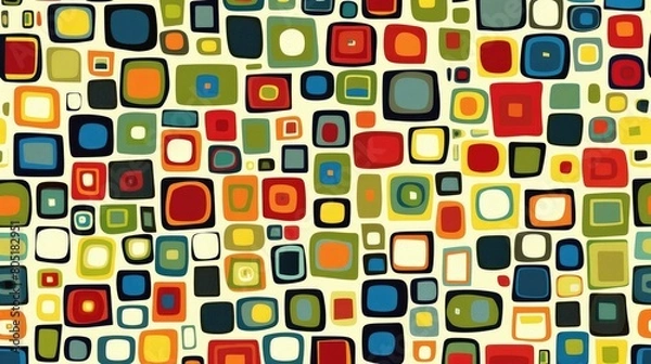 Fototapeta Vibrant pattern of randomly arranged rounded squares, Ai Generated.