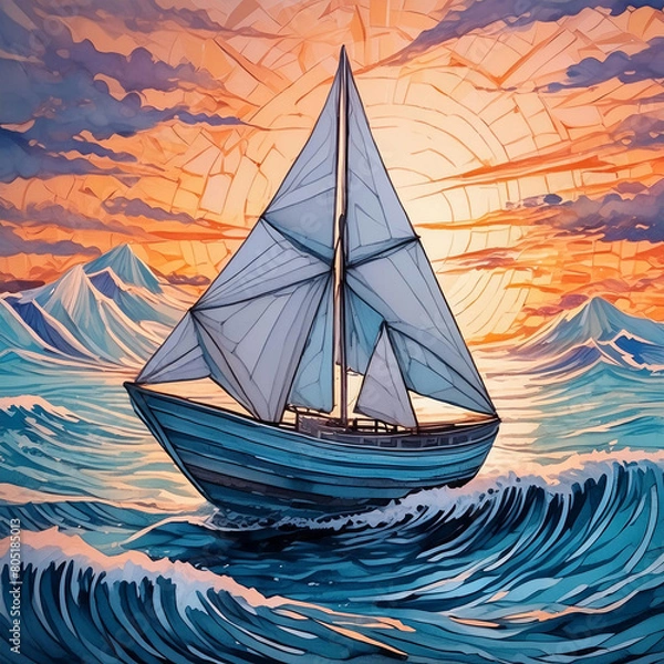 Obraz 바다에 떠있는 종이배