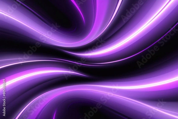 Fototapeta black purple abstract background with wavy lines and curves in the center of the image, with a black background and a purple background with a white border.	