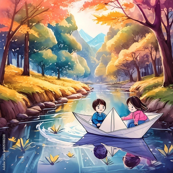 Obraz 종이배에 탄 아이들