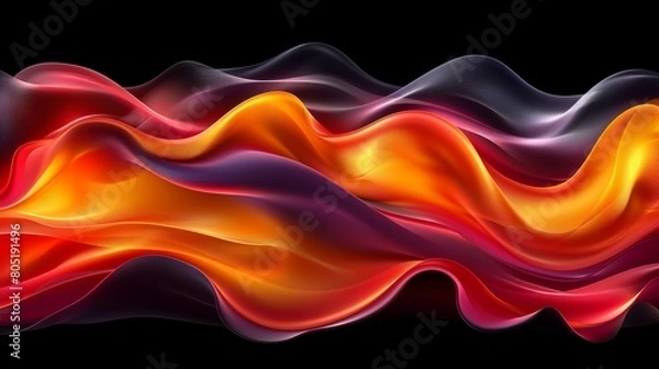 Fototapeta   an orange and red wave against a black background