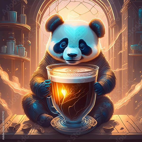 Obraz 커피먹는 판다