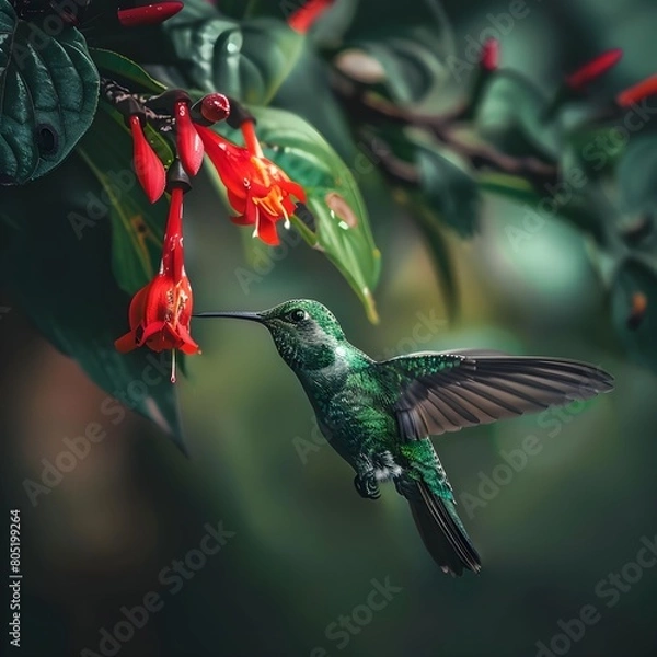 Fototapeta hummingbird in flight Generative AI