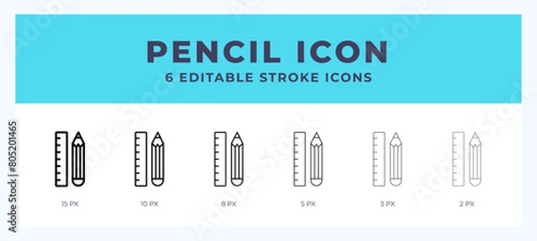 Fototapeta Pencil line icon symbol. Logo. Icon vector illustration with editable stroke.