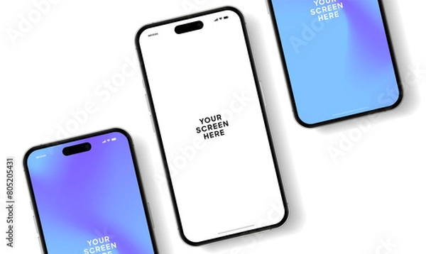 Fototapeta Phone mockup with illustrated background of 3 different styles and colors