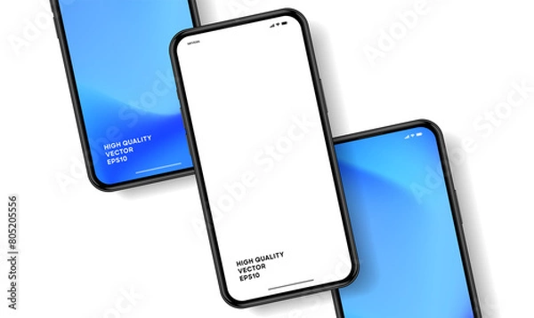 Fototapeta Phone mockup with a white screen in it , illustrated background