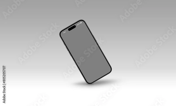 Fototapeta phone with screen isolated on white and black , background illustrated with white and grey gradient