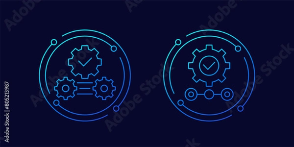 Fototapeta production and quality control icons, linear design