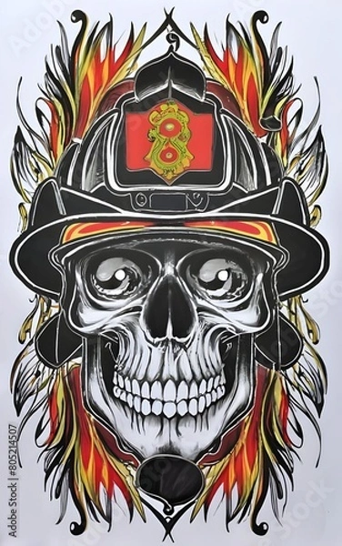 Obraz Fire fighter skull illustration