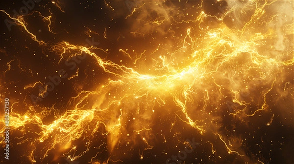 Obraz Electrical power golden lightning energy dynamic texture background