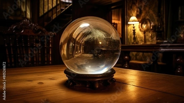 Fototapeta table blurred witches house interior