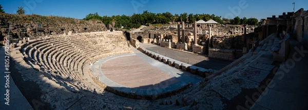 Fototapeta Panoramic view of the coliseum in Beit She'an National Park