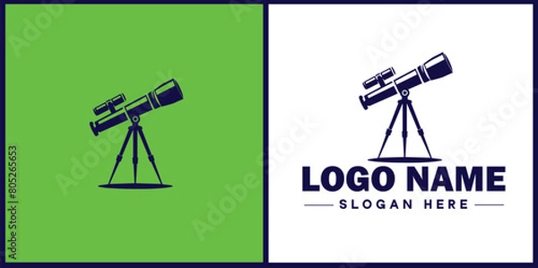 Obraz telescope icon Spyglass Optics Observatory flat logo sign symbol editable vector