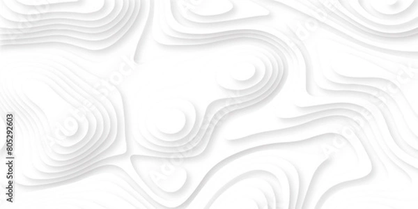 Fototapeta White background wave paper art design. Vector paper cut illustration.