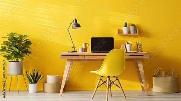 Obraz energetic yellow workspace