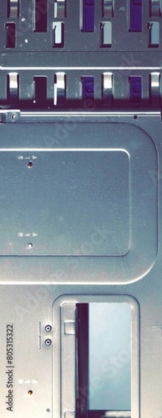 Fototapeta Metal computer case close-up. Computer Accessories Conception. Digital Wallpaper