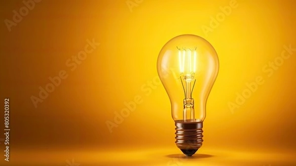 Fototapeta center yellow background light bulb